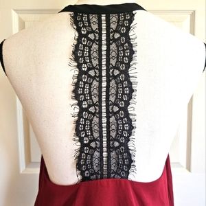 NWOT Red Top With Lace Detail On Back